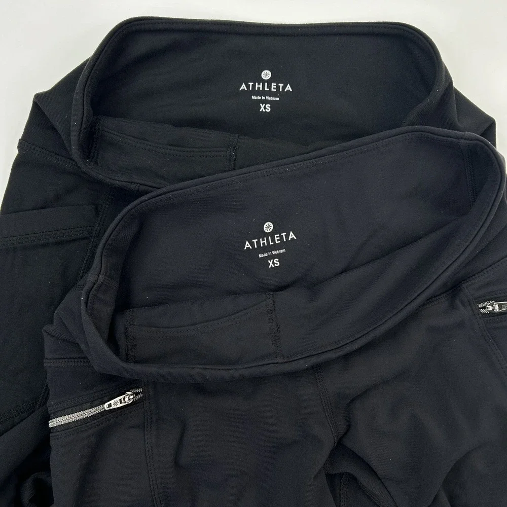 Athleta Womens XS Leggings Black Lot 2 Sly Drifter Moto, Criss Cross Chaturanga - Picture 2 of 11